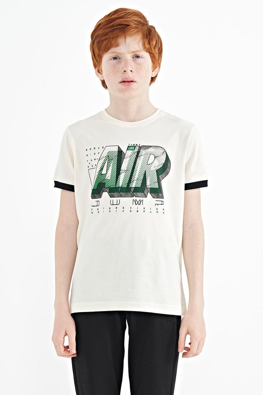 Ecru Print Standard Fit O Collar Boys T-Shirt - 11098