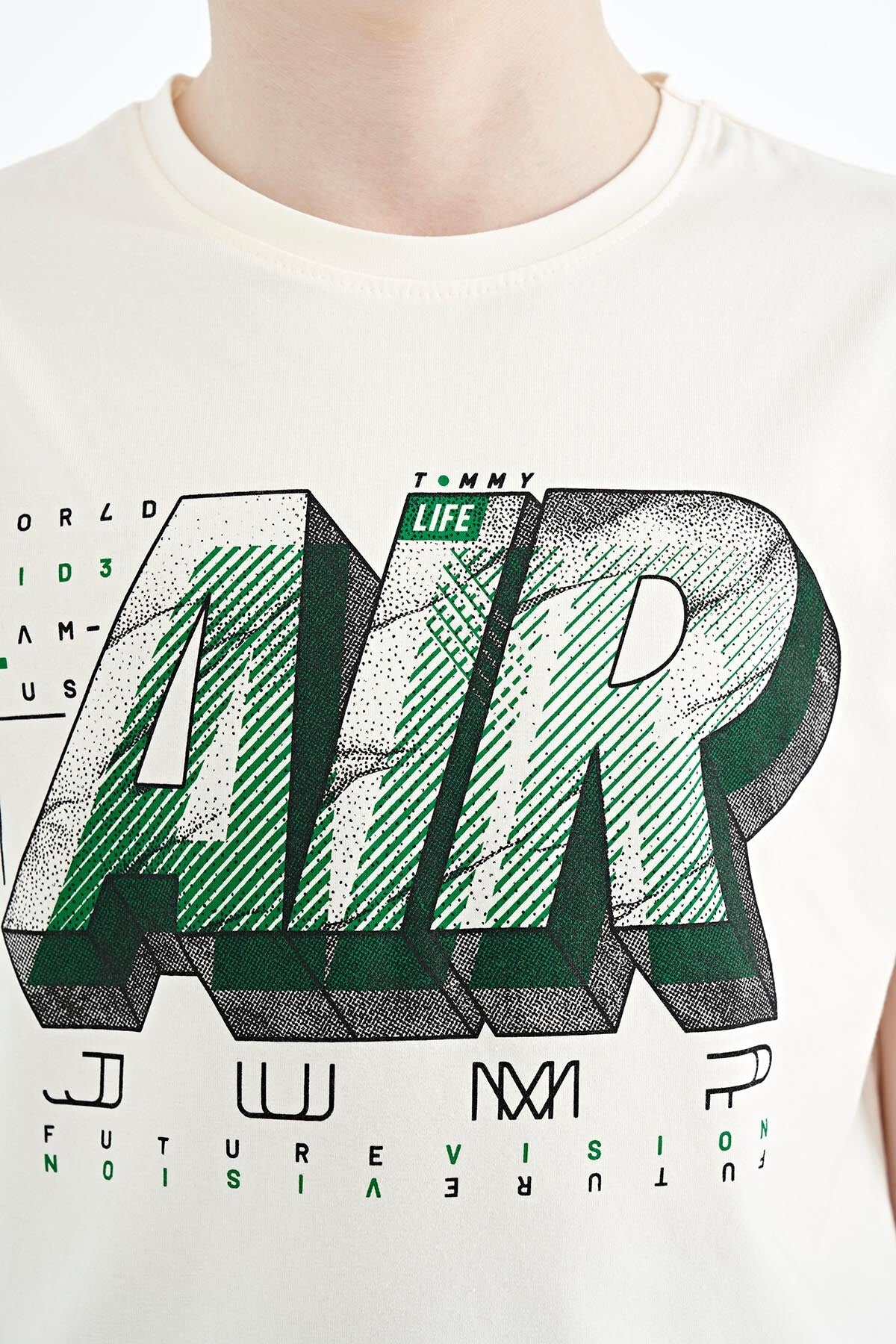 Ecru Print Standard Fit O Collar Boys T-Shirt - 11098