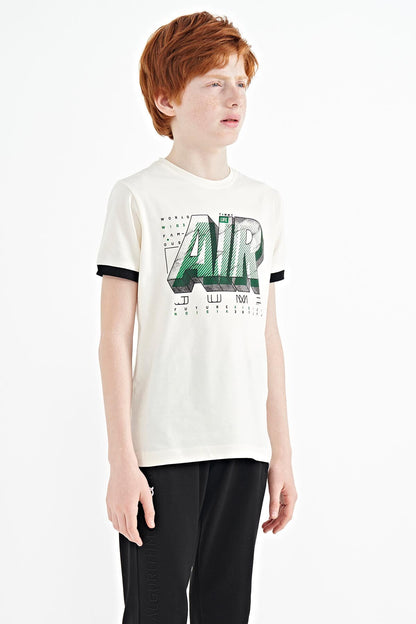 Ecru Print Standard Fit O Collar Boys T-Shirt - 11098