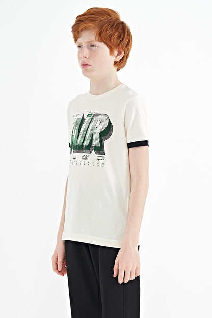 Ecru Print Standard Fit O Collar Boys T-Shirt - 11098