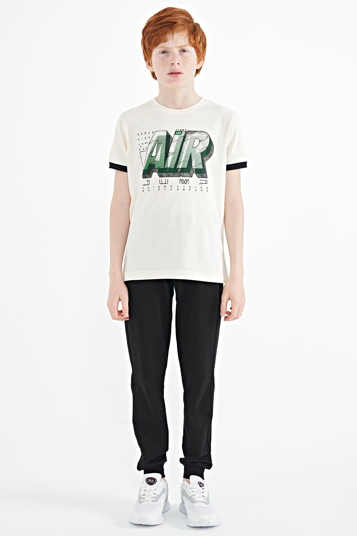 Ecru Print Standard Fit O Collar Boys T-Shirt - 11098