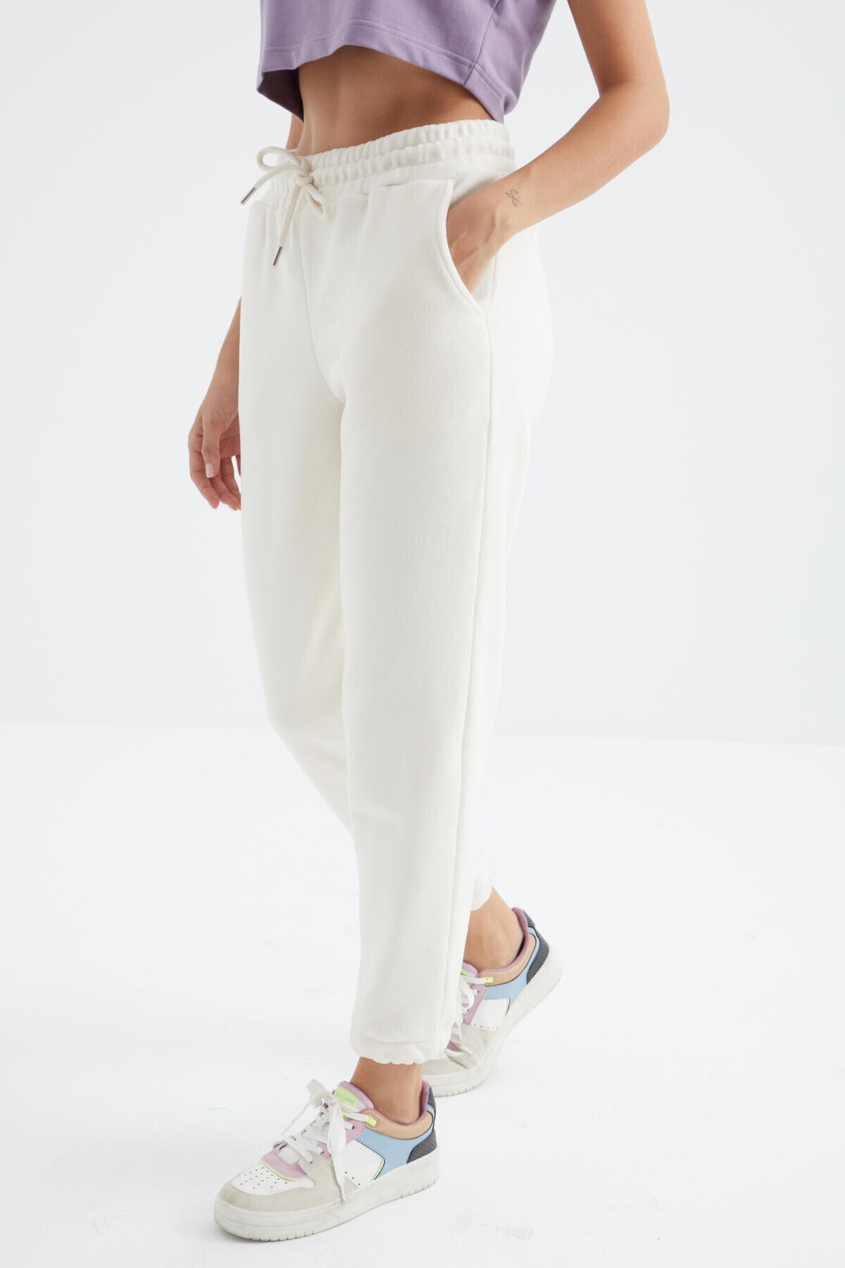 High Waist Basic Laced Jogger Polar Women's Tracksuit Bottom - 94622
