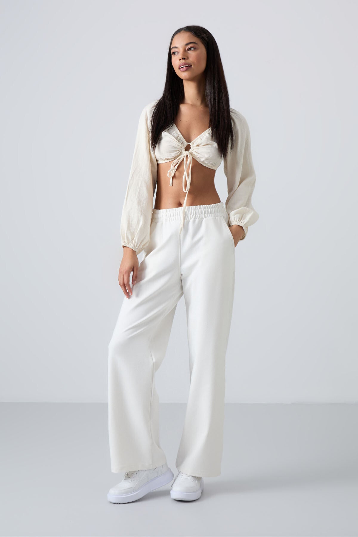 High Waist Comfort Fit Wide Leg Women's Tracksuit Bottom - 94567
