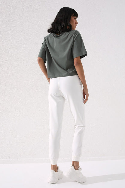 High Waist Jogger Comfort Fit Cuffed Women's Tracksuit Bottom - 94561