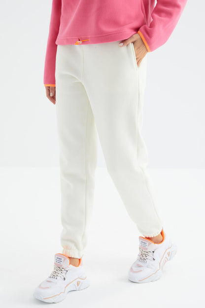 High Waist Brushed 3-Thread Cotton Basic Women's Tracksuit Bottom - 94624