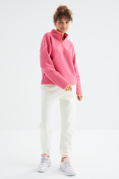 High Waist Brushed 3-Thread Cotton Basic Women's Tracksuit Bottom - 94624