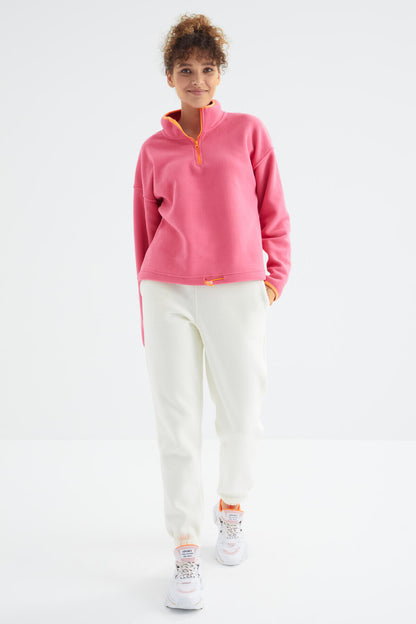 High Waist Brushed 3-Thread Cotton Basic Women's Tracksuit Bottom - 94624