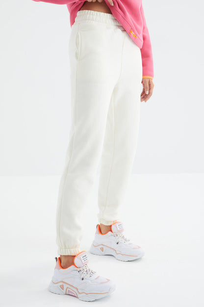 High Waist Brushed 3-Thread Cotton Basic Women's Tracksuit Bottom - 94624
