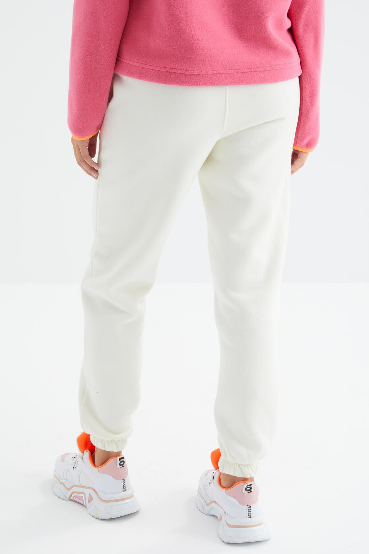 High Waist Brushed 3-Thread Cotton Basic Women's Tracksuit Bottom - 94624