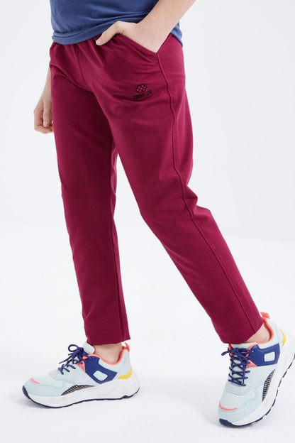 Purple Laced Bottom Hem Basic Boys' Tracksuit Bottom - 10858