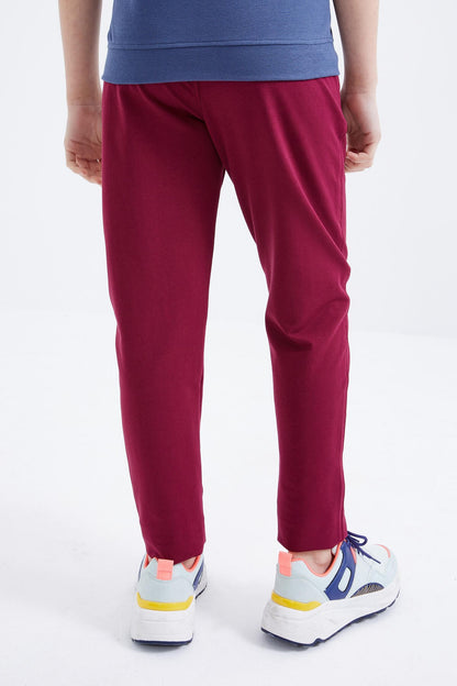 Purple Laced Bottom Hem Basic Boys' Tracksuit Bottom - 10858