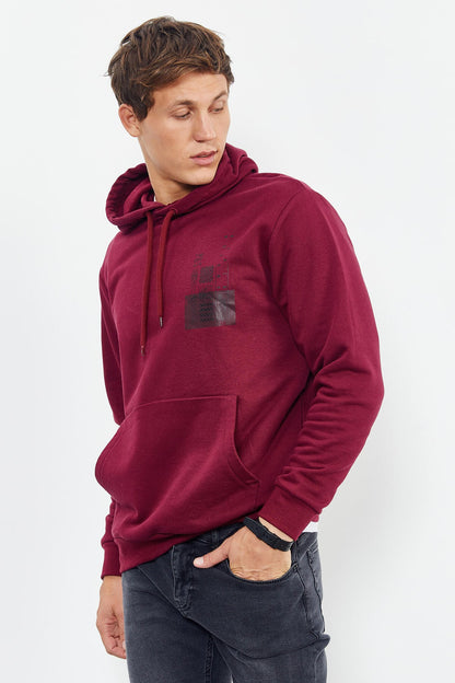 Purple Front and Back Print Comfort Fit Men's Hooded Sweatshirt - 88017