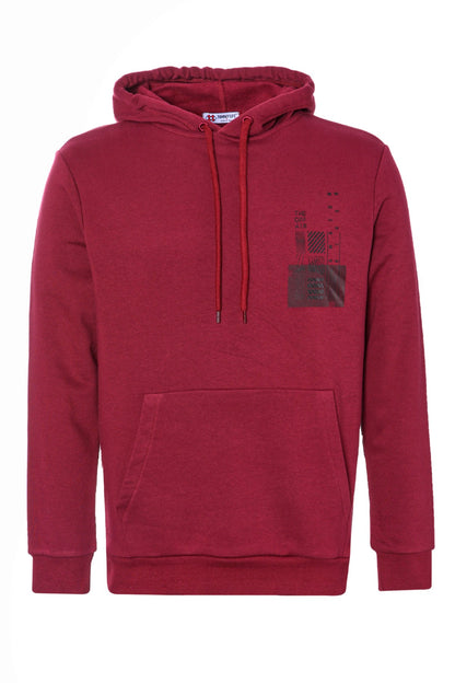 Purple Front and Back Print Comfort Fit Men's Hooded Sweatshirt - 88017