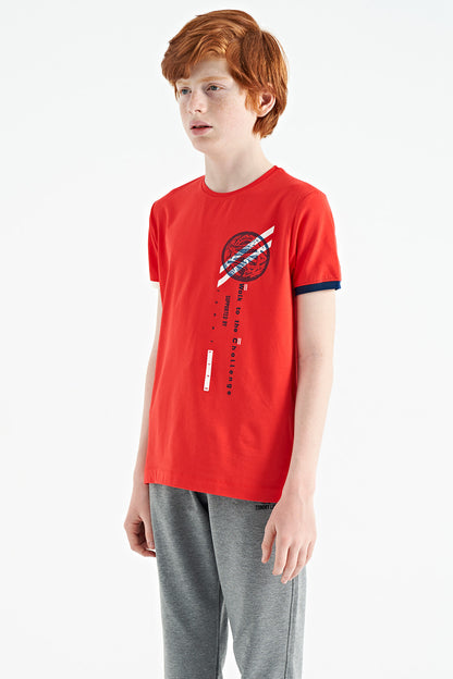 Fiesta Print Detailed O Collar Standard Fit Boys' T-Shirt - 11131