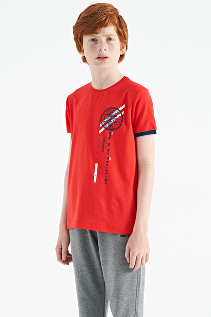 Fiesta Print Detailed O Collar Standard Fit Boys' T-Shirt - 11131