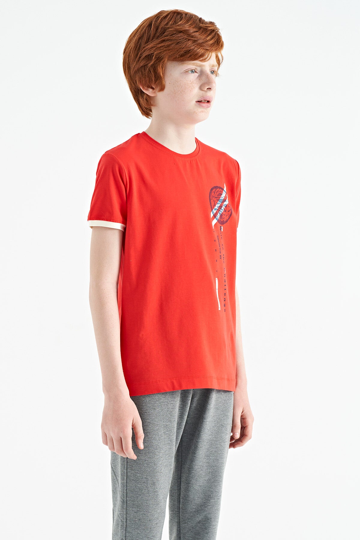 Fiesta Print Detailed O Collar Standard Fit Boys' T-Shirt - 11131