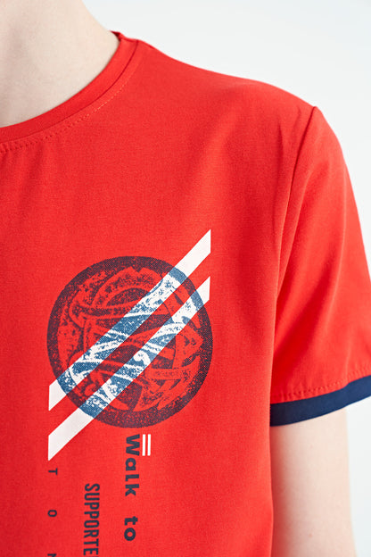 Fiesta Print Detailed O Collar Standard Fit Boys' T-Shirt - 11131