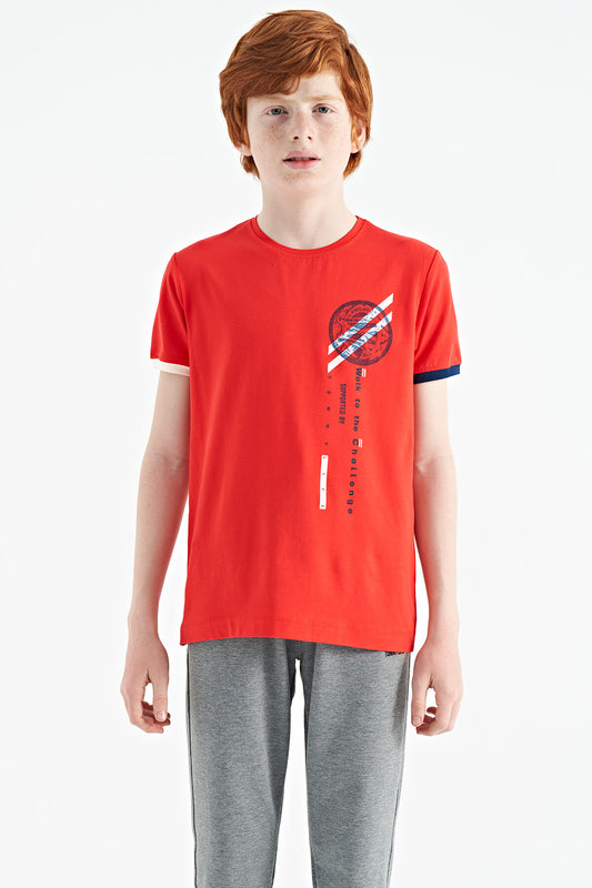 Fiesta Print Detailed O Collar Standard Fit Boys' T-Shirt - 11131