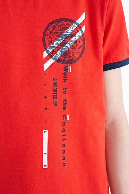 Fiesta Print Detailed O Collar Standard Fit Boys' T-Shirt - 11131
