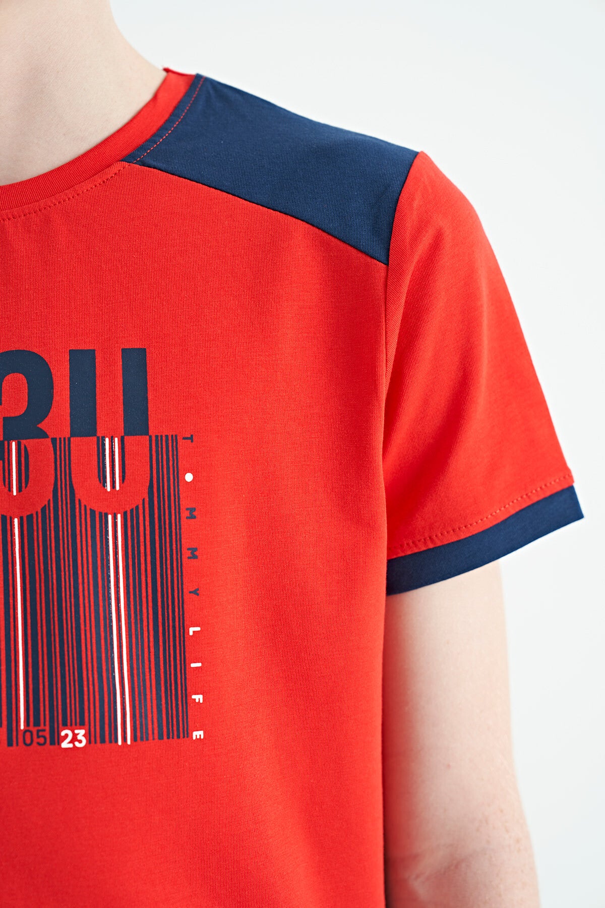 Fiesta Print Detailed O Collar Standard Cut Boys' T-Shirt - 11157