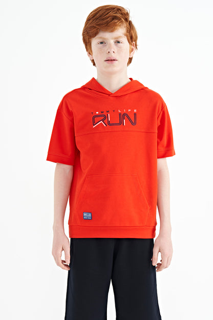 Fiesta Kangaroo Print Hooded Oversize Boys' T-Shirt - 11160