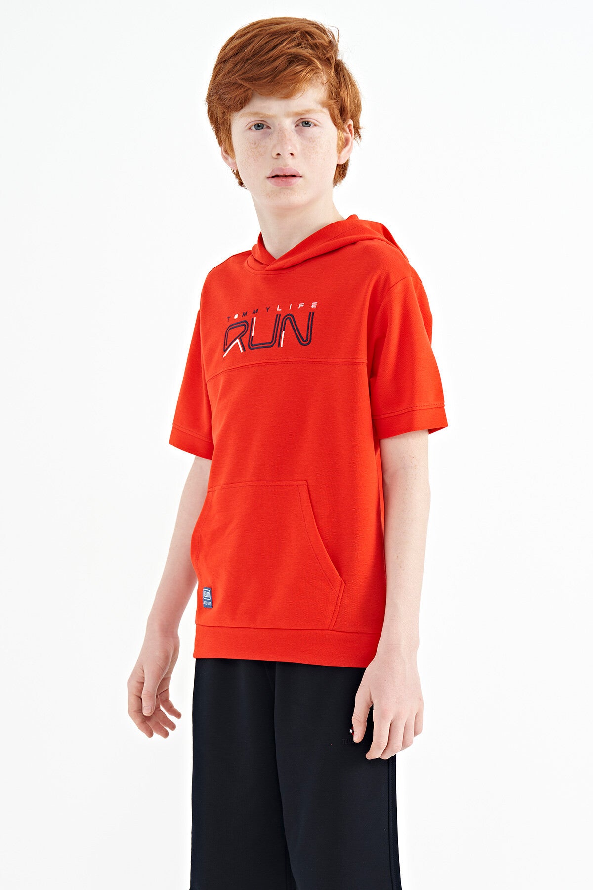 Fiesta Kangaroo Print Hooded Oversize Boys' T-Shirt - 11160
