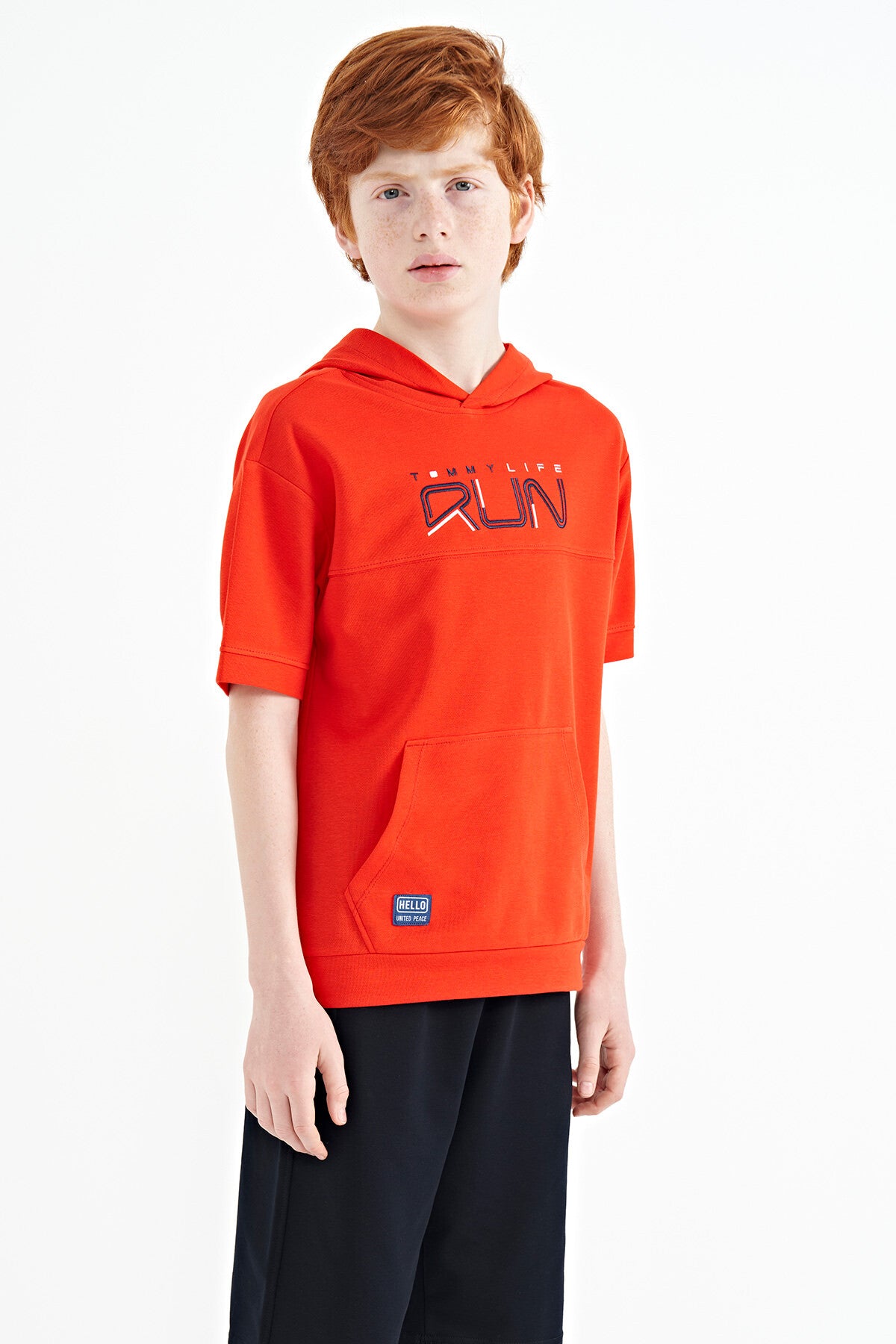 Fiesta Kangaroo Print Hooded Oversize Boys' T-Shirt - 11160