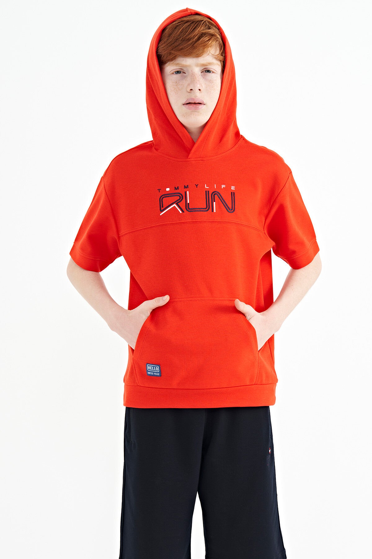 Fiesta Kangaroo Print Hooded Oversize Boys' T-Shirt - 11160
