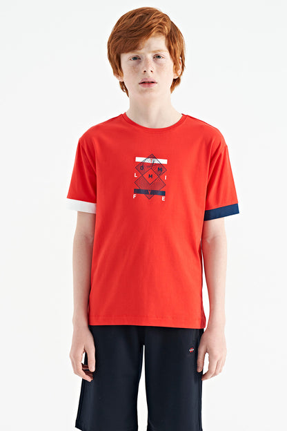 Fiesta Colorful Detailed Printed Oversize Boys' T-Shirt - 11137