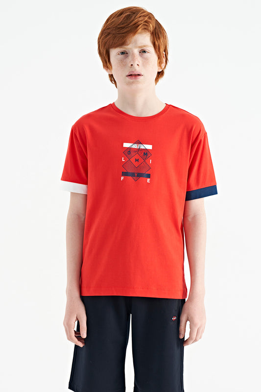 Fiesta Colorful Detailed Printed Oversize Boys' T-Shirt - 11137