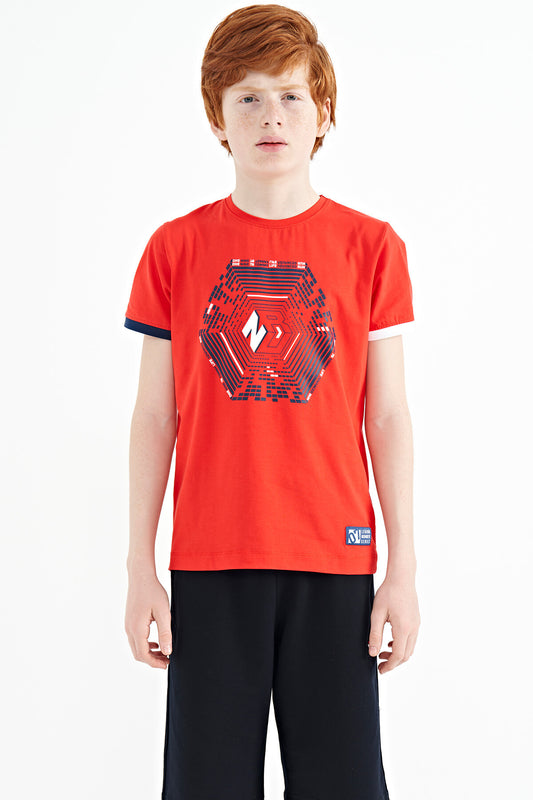 Fiesta Multi-Colored Detailed Printed Standard Fit Boys' T-Shirt - 11156
