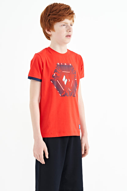 Fiesta Multi-Colored Detailed Printed Standard Fit Boys' T-Shirt - 11156