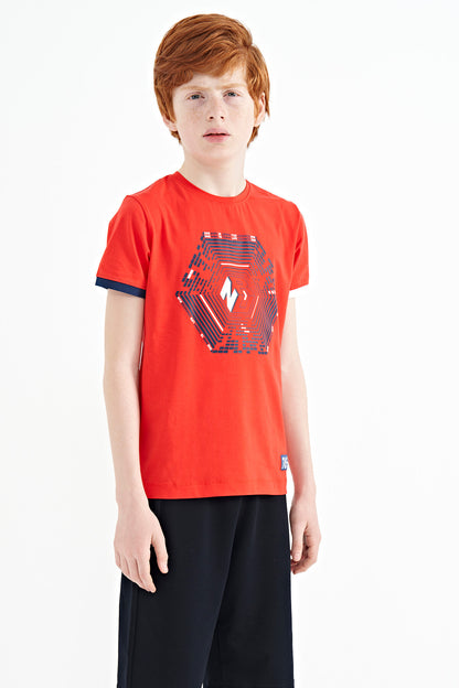 Fiesta Multi-Colored Detailed Printed Standard Fit Boys' T-Shirt - 11156