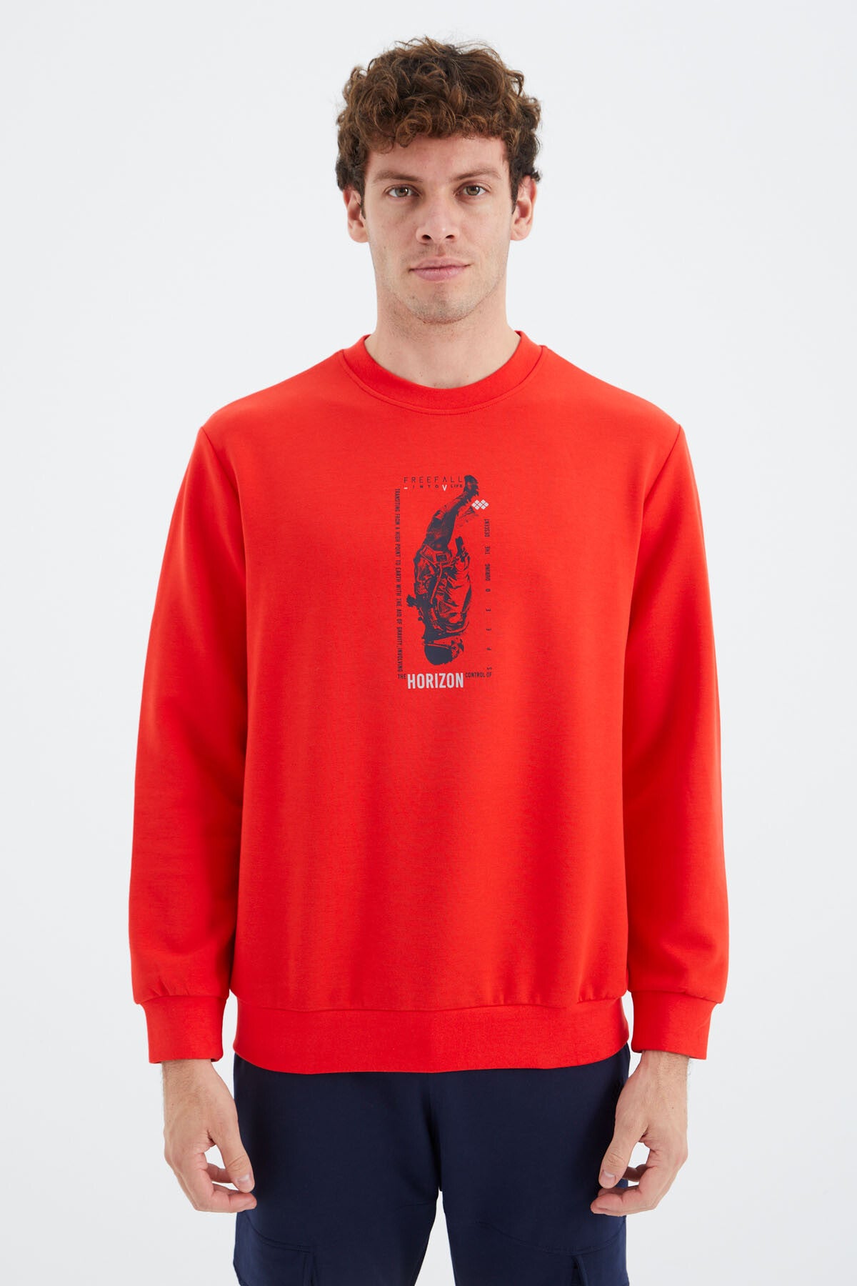 Fiesta O Neck Print Detailed Relax Fit Men's Sweatshirt - 88283