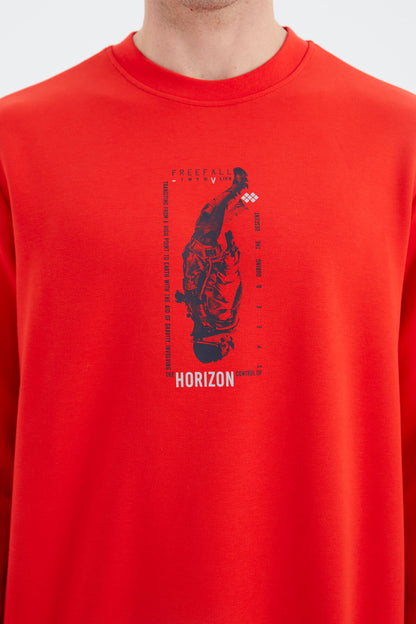 Fiesta O Neck Print Detailed Relax Fit Men's Sweatshirt - 88283