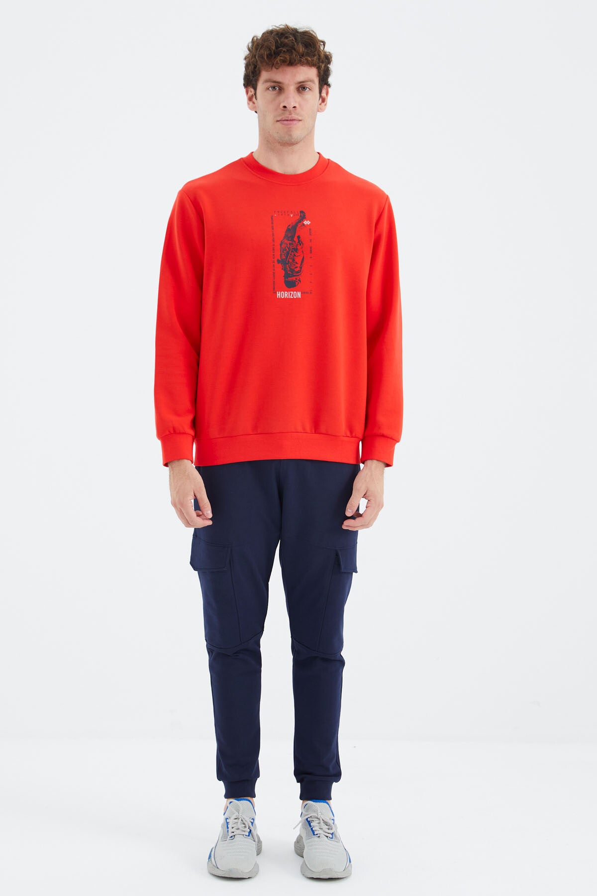 Fiesta O Neck Print Detailed Relax Fit Men's Sweatshirt - 88283