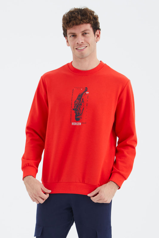 Fiesta O Neck Print Detailed Relax Fit Men's Sweatshirt - 88283