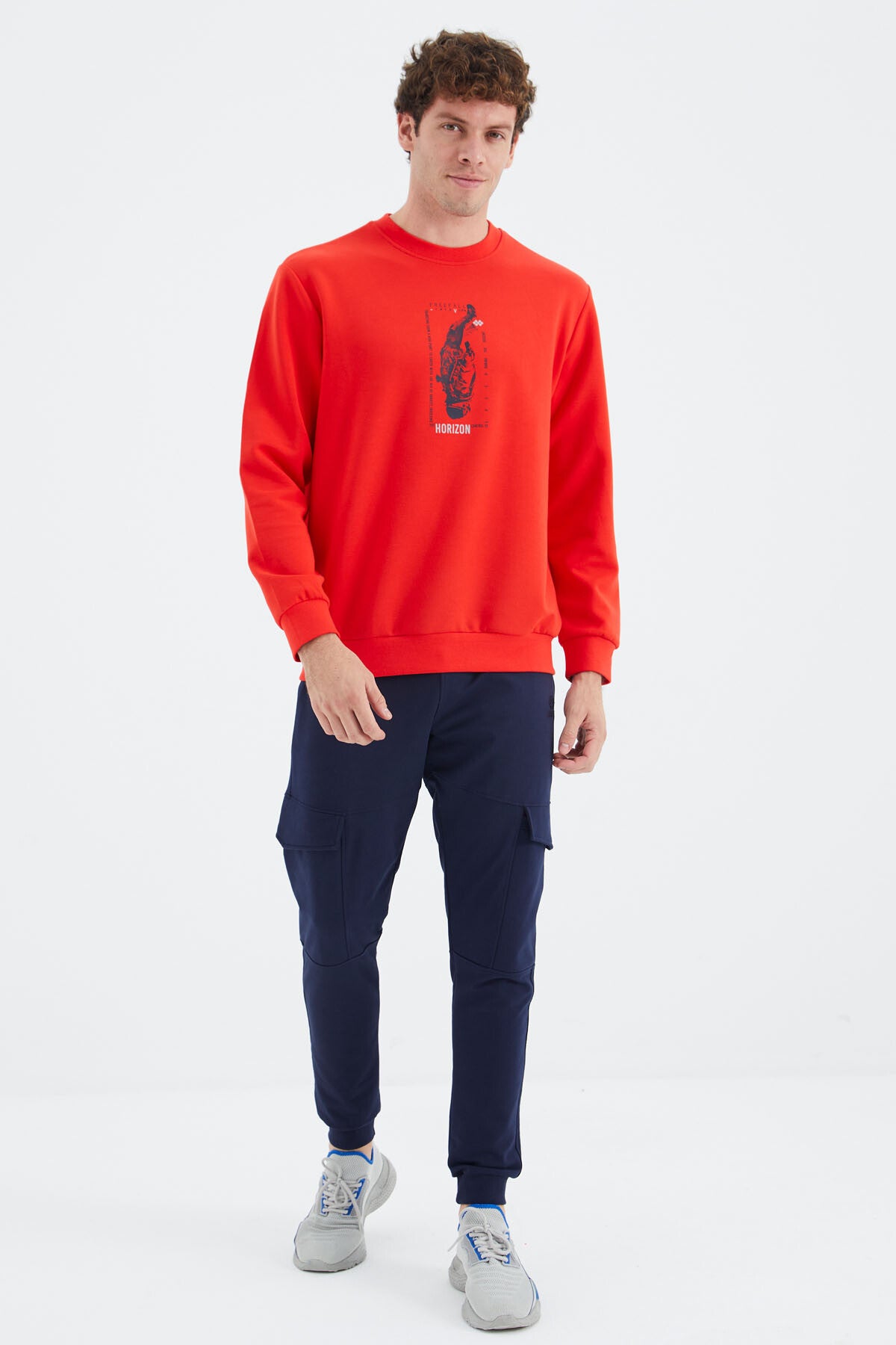 Fiesta O Neck Print Detailed Relax Fit Men's Sweatshirt - 88283