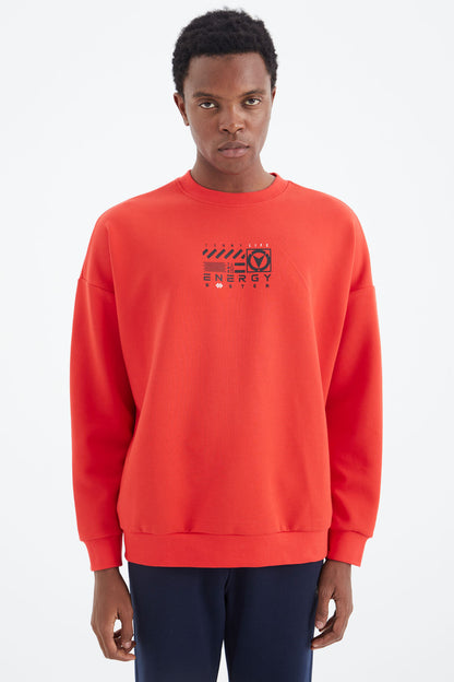 Fiesta O Neck Print Detailed Relax Fit Men's Sweatshirt - 88284