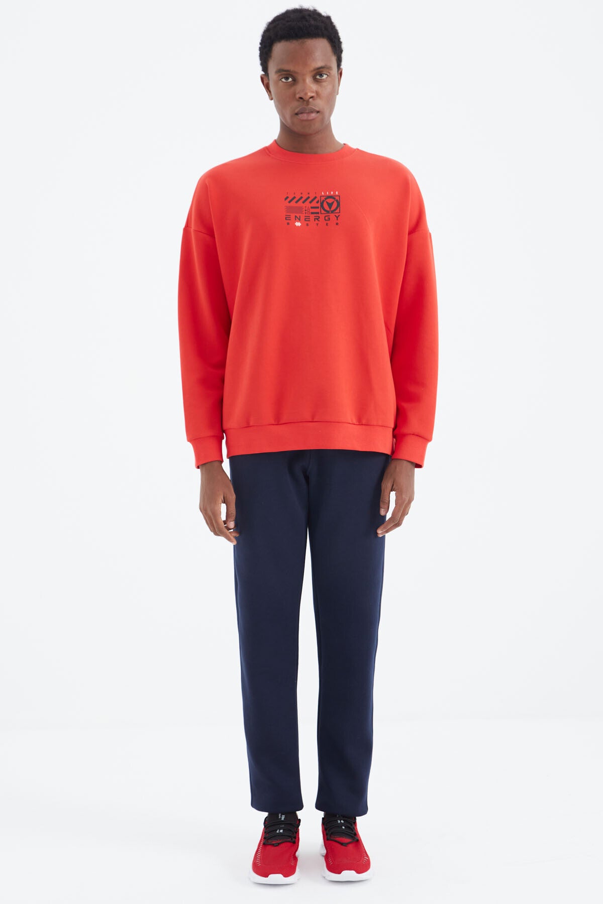 Fiesta O Neck Print Detailed Relax Fit Men's Sweatshirt - 88284