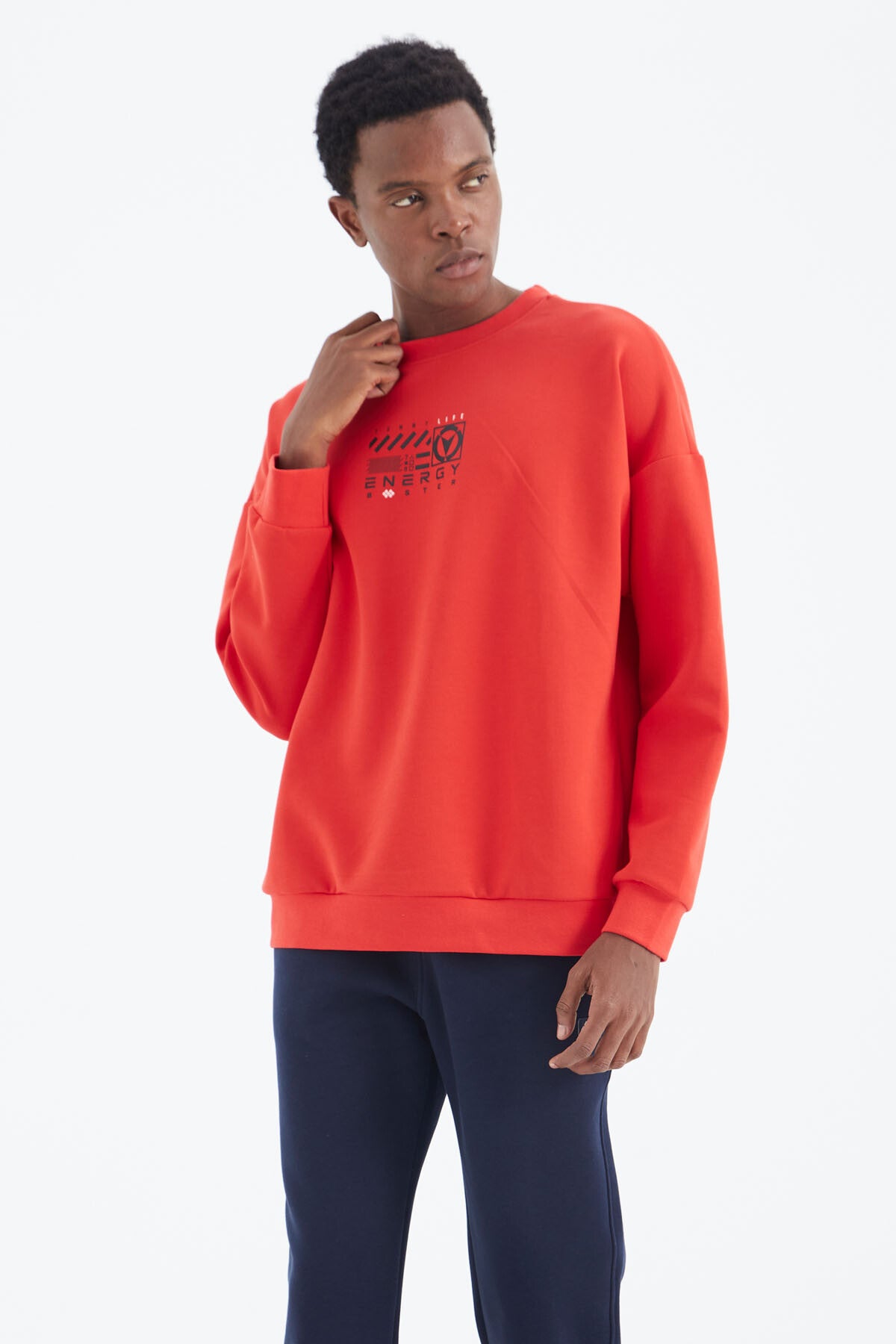 Fiesta O Neck Print Detailed Relax Fit Men's Sweatshirt - 88284