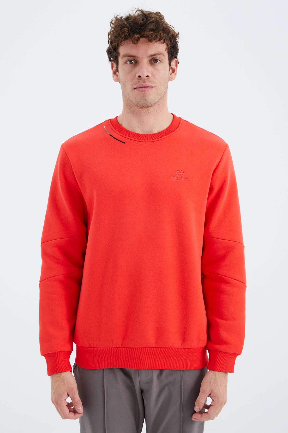 Fiesta O Collar Striped Detailed Basic Relax Fit Men's Sweatshirt - 88293