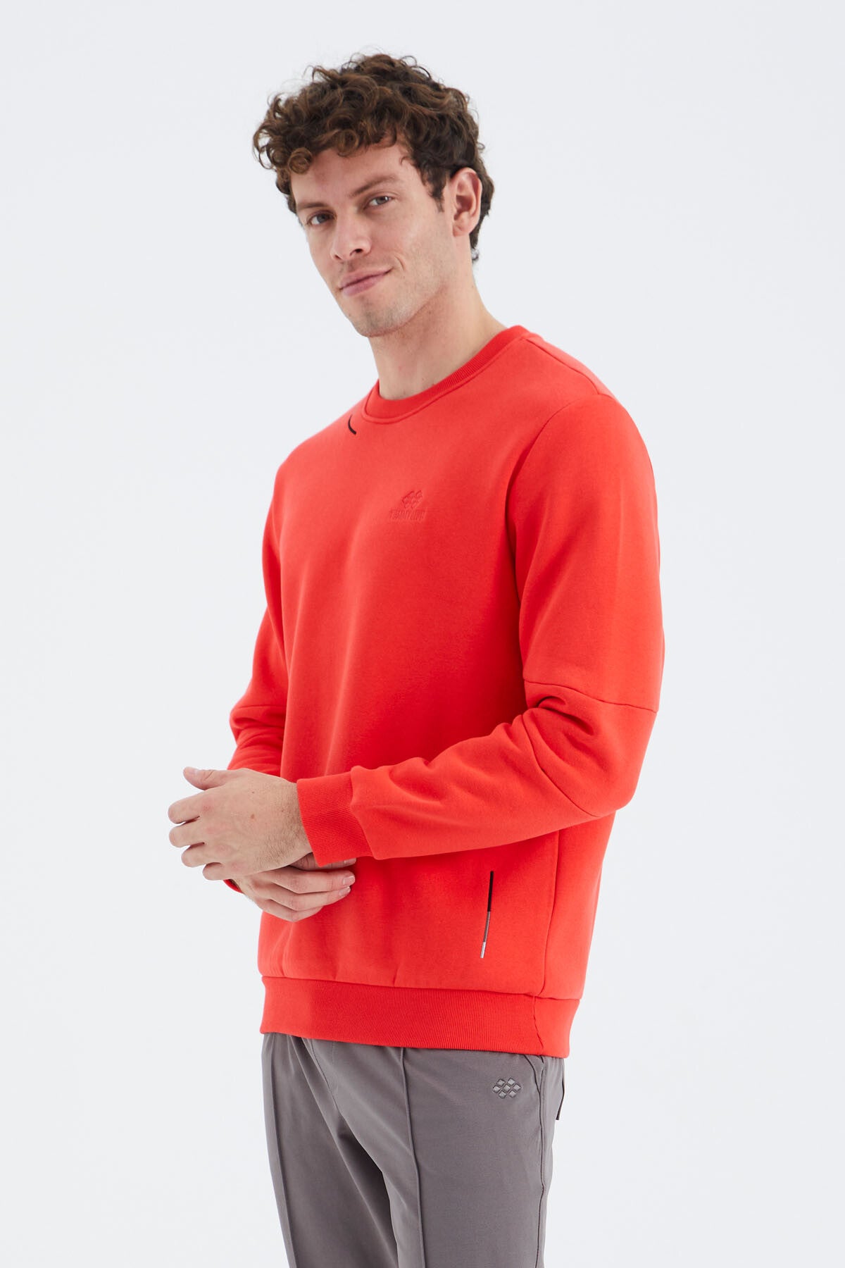 Fiesta O Collar Striped Detailed Basic Relax Fit Men's Sweatshirt - 88293