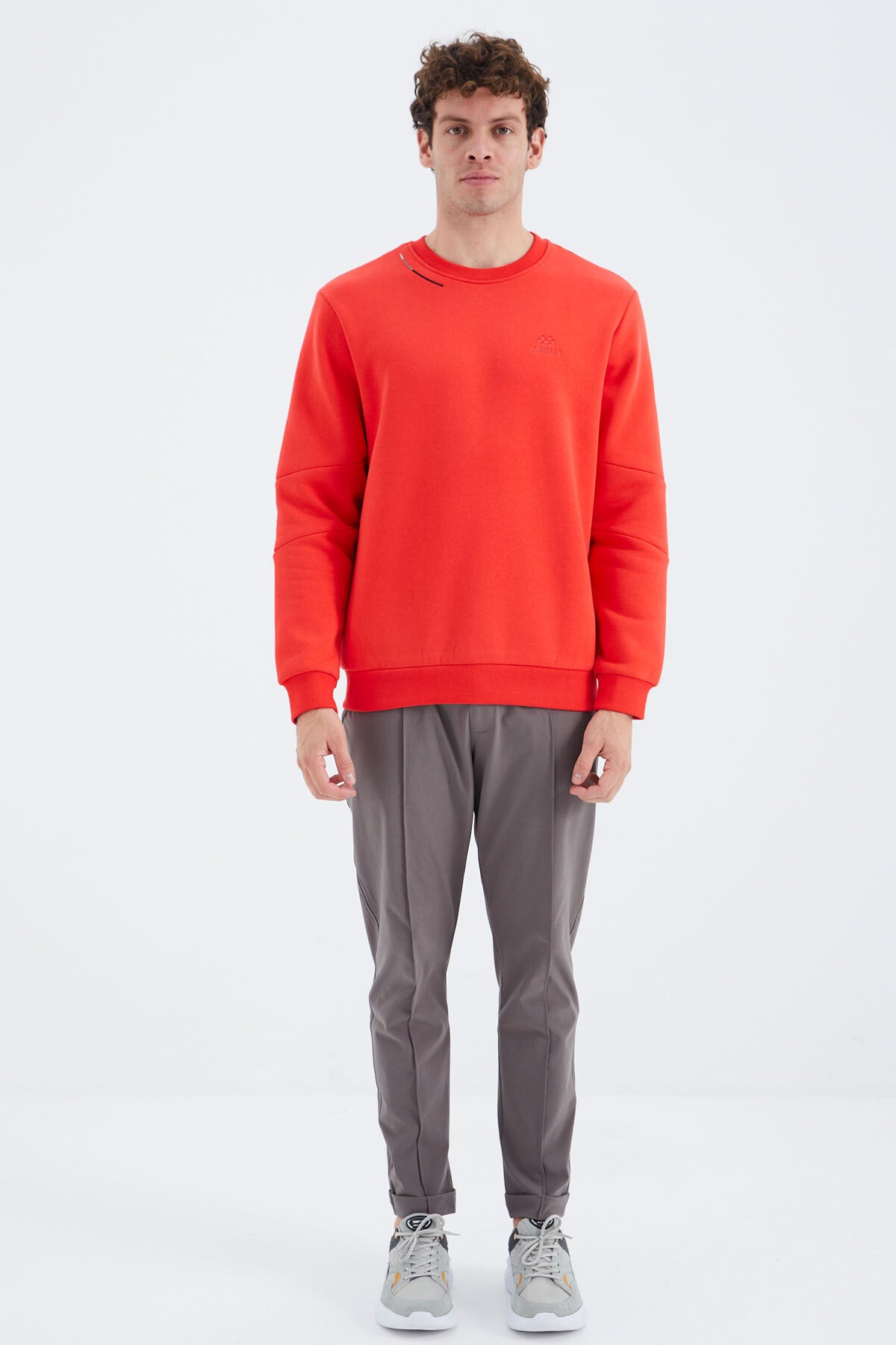 Fiesta O Collar Striped Detailed Basic Relax Fit Men's Sweatshirt - 88293
