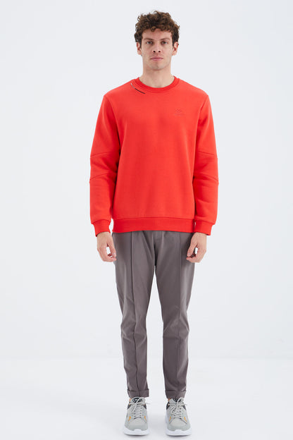 Fiesta O Collar Striped Detailed Basic Relax Fit Men's Sweatshirt - 88293