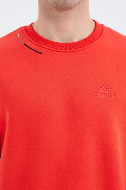 Fiesta O Collar Striped Detailed Basic Relax Fit Men's Sweatshirt - 88293