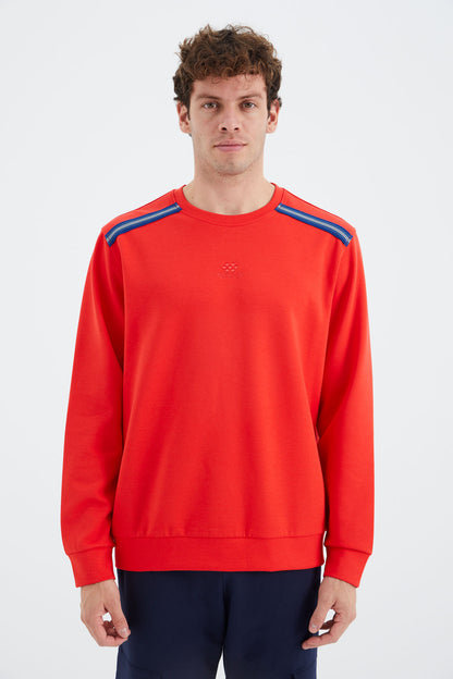 Fiesta O Collar Striped Shoulder Detailed Relax Fit Men's Sweatshirt - 88279