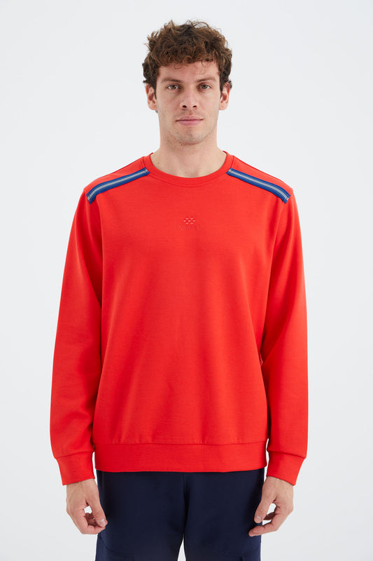 Fiesta O Collar Striped Shoulder Detailed Relax Fit Men's Sweatshirt - 88279