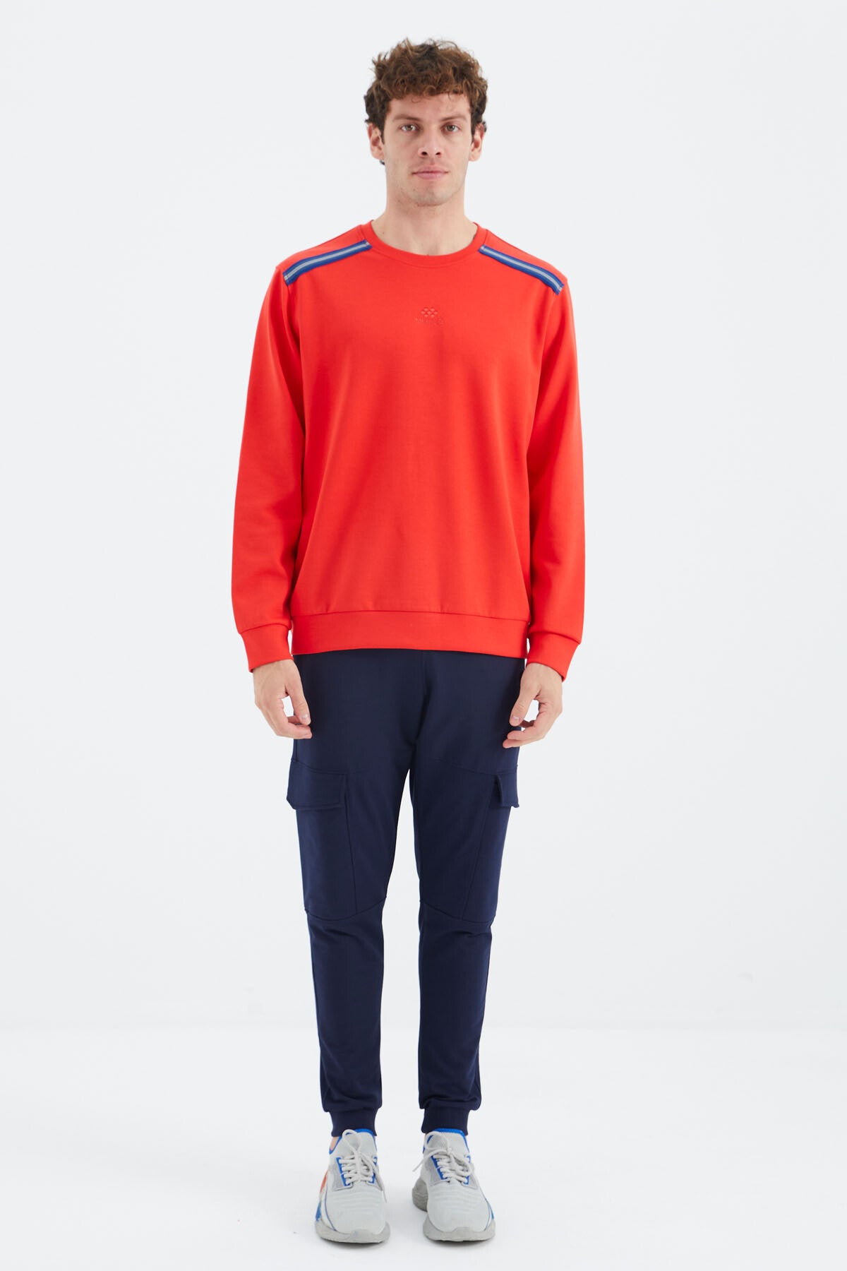 Fiesta O Collar Striped Shoulder Detailed Relax Fit Men's Sweatshirt - 88279