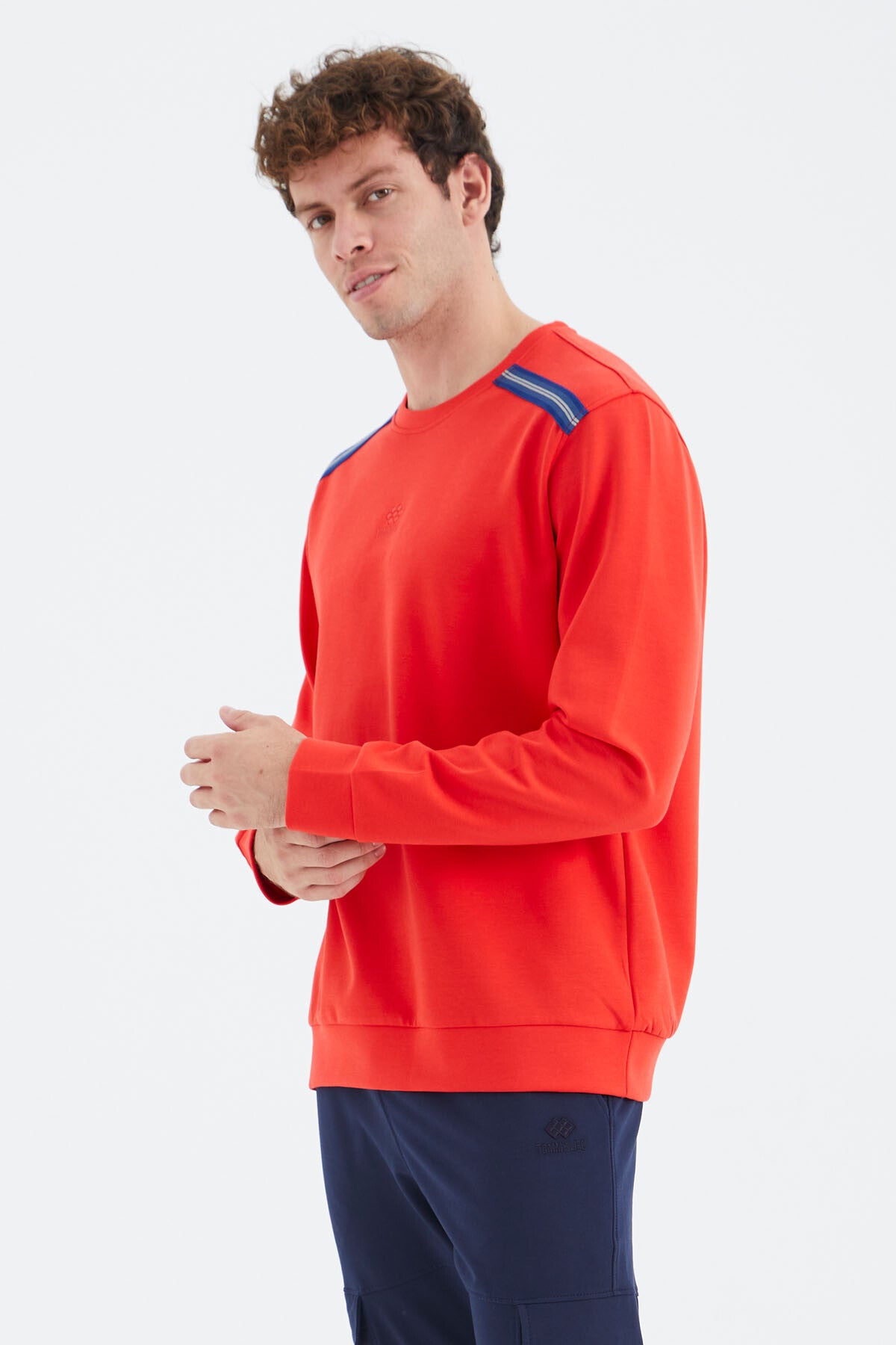 Fiesta O Collar Striped Shoulder Detailed Relax Fit Men's Sweatshirt - 88279